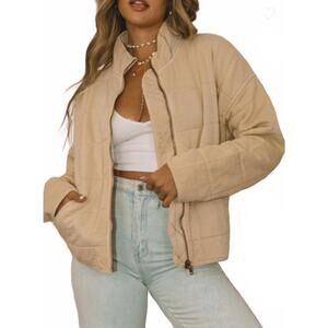 NEW JUNIPER BLVD quilted zip up jacket in tan